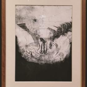 ‘Blauwe Regen’, 40 × 30 cm, ets op papier