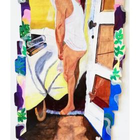 Ciprofloxacine, 2020,183 x 95 cm, olie op verpakkingen