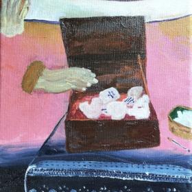 Wens briefje, 24 × 18 cm, 2023, olie op doek