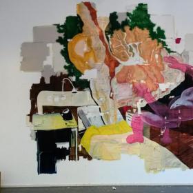 Cerebellum, 300 × 400 cm, olie, acryl op doek en verpakkingsmateriaal