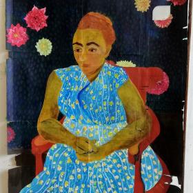 La Berceuse, 92 × 73 cm, olie op verpakkingsmateriaal en doek