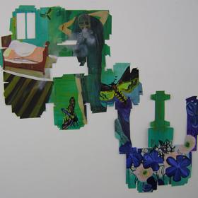 Nachtvlinder, 2014, 100 × 160 cm, olie op verpakkingsmateriaal